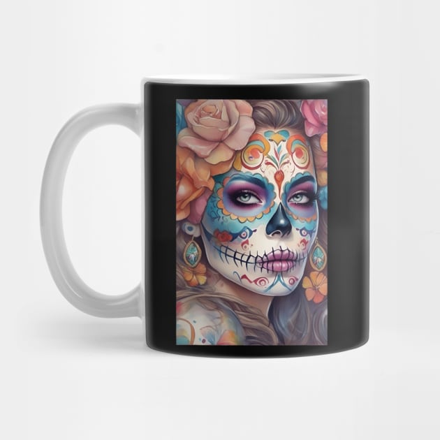 Sugar Skull Art - Beautiful Woman in Skull Makeup by ImaginativeInkPOD